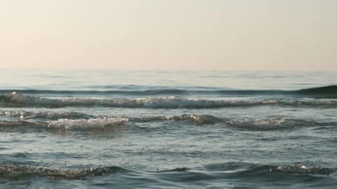 Slow motion of calm sea waves, waterfront Stock Footage 158983709