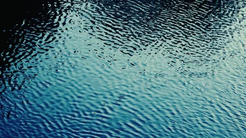 Slow Motion of Calm Waves on Dark Blue Water Reflecting Stock Footage 247909457