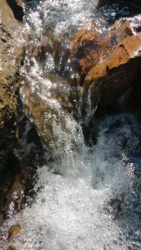 Slow motion camera moves closer to a mountain creek Stock Footage 320916971