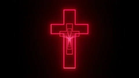Slow motion of the camera through glowing pink crosses. looped abstract backgrou Video stock 233060748