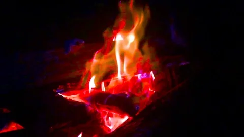 Slow motion of camp fire.  Beautiful dancing flames Stock Footage 97004837