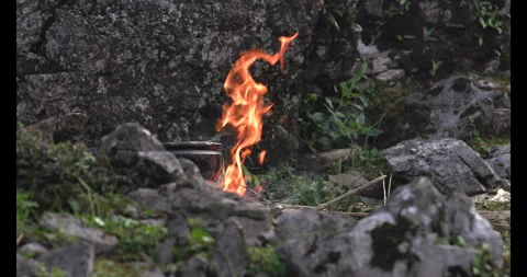 Slow motion of camp fire 스톡 동영상 291846415