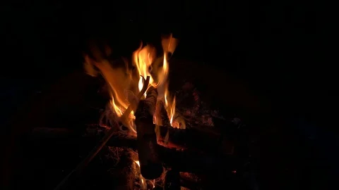 Slow motion of campfire at night Stock Footage 123753771