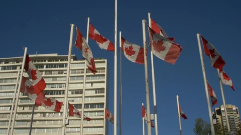 Slow motion of the canadian flags Stock Footage 118998083