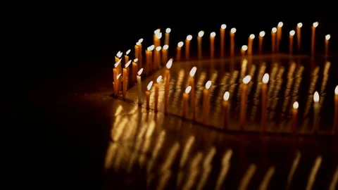 Slow motion candle burning fire flame on night background Stock Footage 104009287