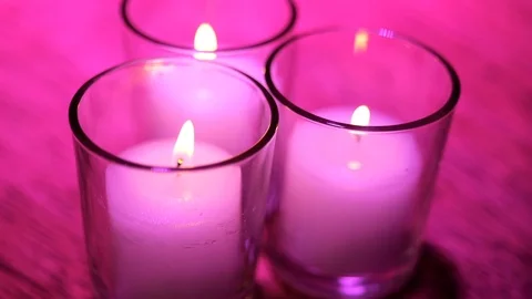 Slow motion candles 3 small white Vídeos de archivo 113337669