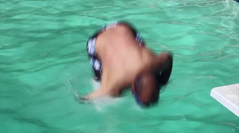 Slow Motion Cannon Ball Dive Stock Footage 8775584