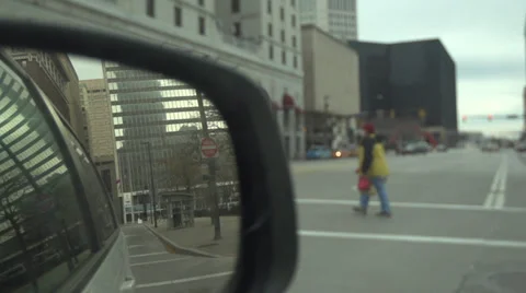 Slow motion car pov downtown Cleveland Stock Footage 33236659