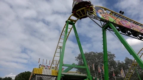 Slow motion from the car of a roller coaster Stock Footage 110837640