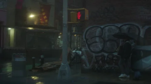 Slow motion from car window pov traveling past rainy essex street nyc Vídeos de archivo 251222834