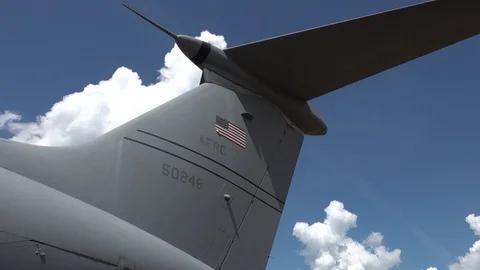 Slow Motion Cargo Jet Tail Video stock 95158008