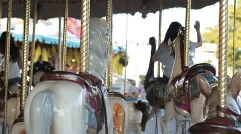 Slow motion of carousel Stock Footage 10740435