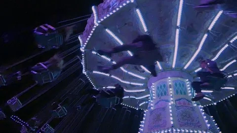 Slow motion carousel night Stock Footage 70884633