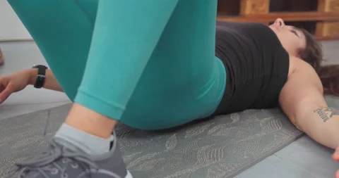 Slow motion fit girl in yoga pants work. Stock Video Pond5