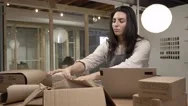 Slow Motion Of Ceramics Business Startup Owner Packing Online Orders Stock Footage