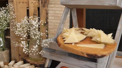 Slow Motion Cheese Table Food Stock Footage 157444863