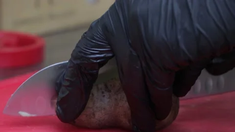 Slow motion of Chef Cooking in the Kitchen, Restaurant wok fire cooking Close up Stock Footage 142897677