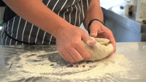 Slow Motion - Chef Kneading Sourdough Bread Stock Footage 283666876
