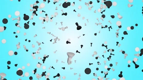 Slow Motion of Chess Pieces being Chess falling on chess in the air loop Stock Footage 186736809