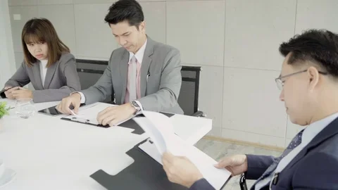 Slow motion - Chief checking and reading work documents and be serious. Stock Footage 93952163