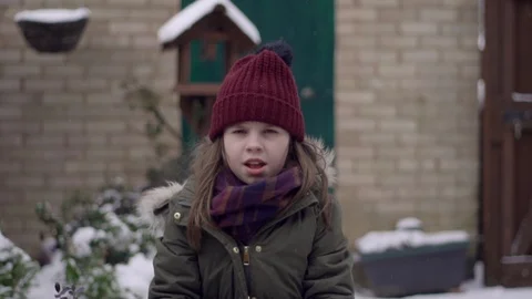 Slow motion child with snow Stock Footage 86732013