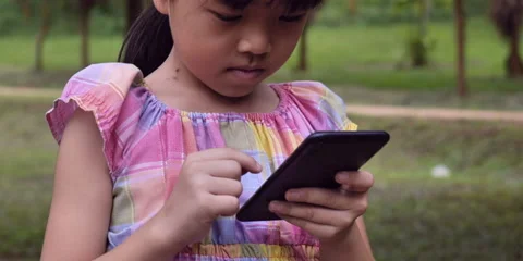 Slow motion child use smartohone Stock Footage 162116664