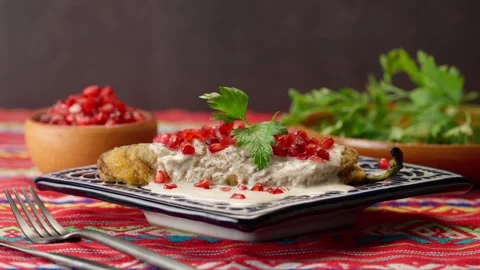 Slow motion of a chile en nogada Stock Footage 281991470