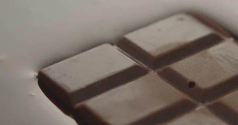 Slow Motion Chocolate Bar Falling into Liquid Chocolate - Rich Dessert Footage Video stock 276875146