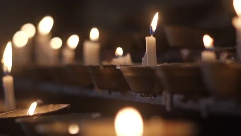 SLOW MOTION CHUCH CANDLES Stock Footage 130864610