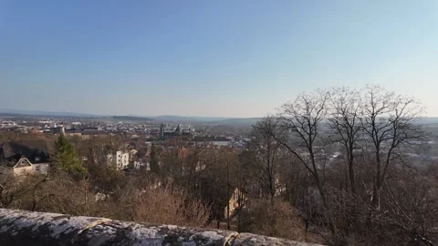 Slow Motion Cinematic View Of The Historic Fulda Cityscape From Monastery Hill Stock Footage 333918361