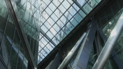 Slow Motion City Architecture – Low-Angle Urban Design Clip Stock Footage 308934972