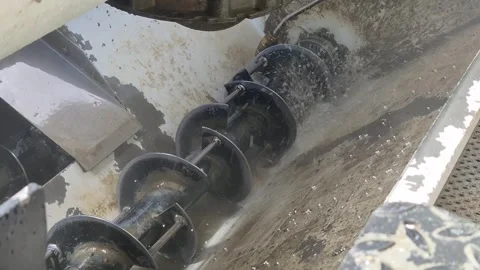 Slow Motion: Cleaning Concrete Mixer Drum with High-Pressure Washer Stock-Footage 342527149