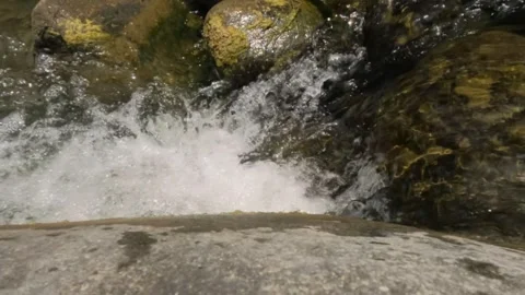 Slow motion of a clear and fresh river cascade Stock Footage 323149860