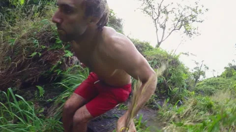 Slow Motion Cliff Jumping. Stock Footage 58260287