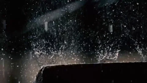 Slow-motion clip of falling rain/rain drops Stock Footage