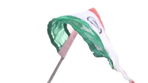 Slow motion clip of Indian Flag is waving on the pole. 26 January Republic da Stock Footage 168402210