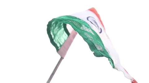 Slow motion clip of Indian Flag is waving on the pole. 26 January Republic da Stock Footage 168402236
