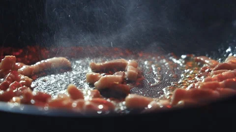 Slow motion close up bacon Stock Footage 151927569