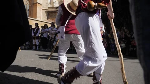 Slow Motion Close-Up of Ball de Bastons Stick Dance Vídeo Stock 331111233