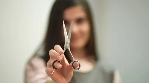 Slow motion close up of barber scissors Stock Footage 236473948