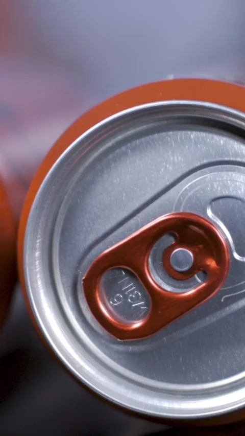 Slow motion close-up of a beverage can top with pull tab Stock Footage 336823682
