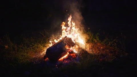 Slow motion close up of a bonfire Stock Footage 91514129