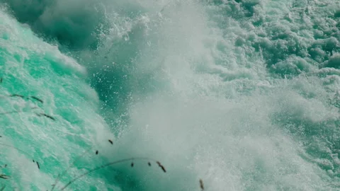 Slow-motion close up of bottom of Huka Falls Video stock 250139774