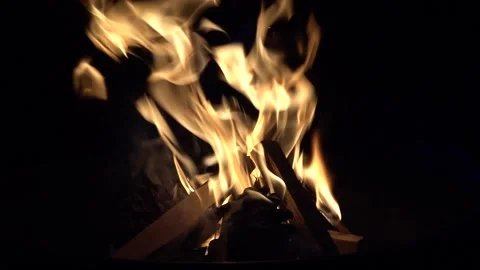 Slow motion close up burning fire. Bonfire. Stock Footage 153830563
