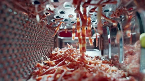 Slow motion close-up of chef grating red cheese in kitchen Stock Footage 233321969
