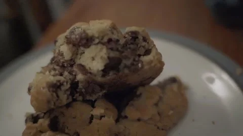 Slow Motion Close up of Chocolate Chip Cookie Brooklyn New York 4k Stock Footage 255755587