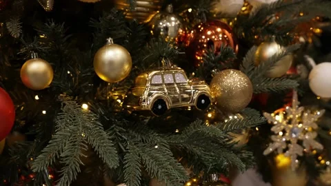 Slow Motion Close-Up of Christmas Tree Ornaments Video stock 321429694
