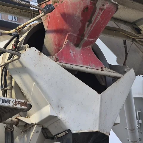 Slow Motion Close-up of Concrete Mixer Rotating Drum Loading Vídeos de archivo 330799480
