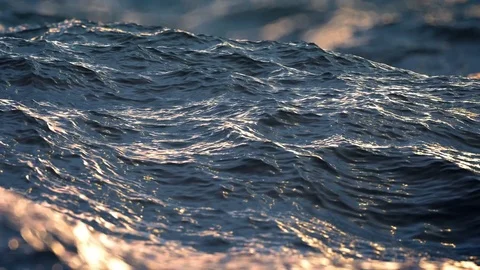 Slow motion close up of  disturbed ocean water surface Stock Footage 77753383