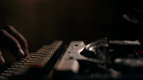 Slow motion close up of dusty typebars on a vintage typewriter Stock Footage 97762743